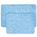 Bedford Home Bedford Home 67A-36741 2 Piece Memory Foam Bath Mat Set by Coral Fleece Embossed Pattern - Blue 67A-36741